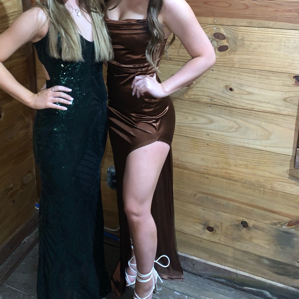 Brown Satin Dress